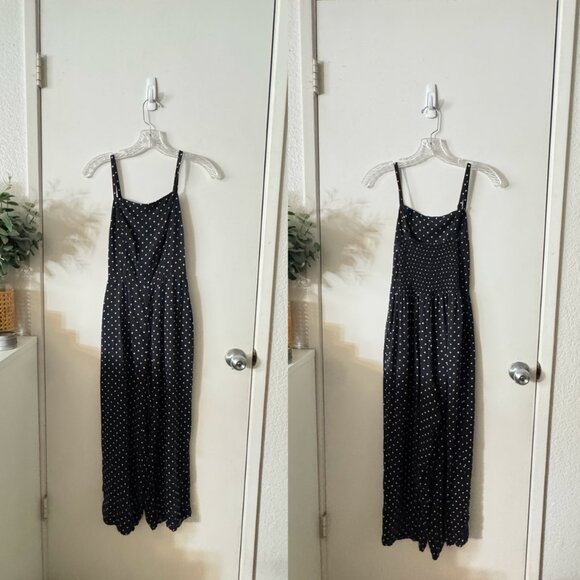 OLD NAVY Square-Neck Cami Jumpsuit Black Polka Dot Smocked XS - Picture 2 of 8